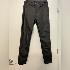 Black faux leather skinny legged pants